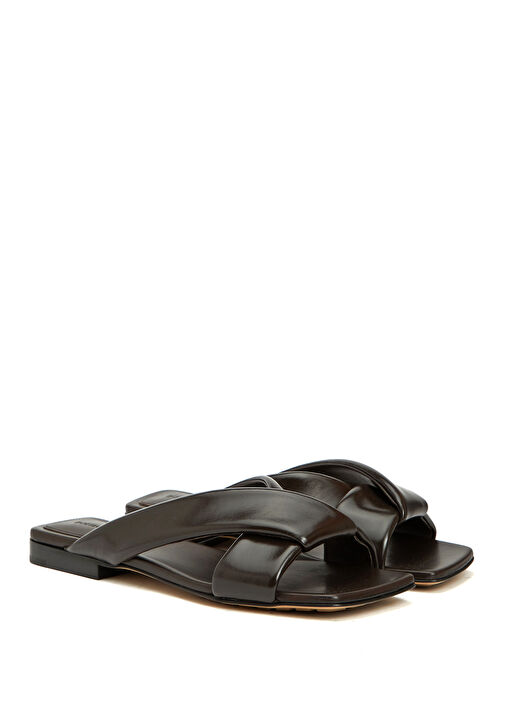 サンダル・ミュール BOTTEGA VENETA Dark brown leather Riva slippers Bottega Veneta - Riva Dark Brown Women's Leather Slippers