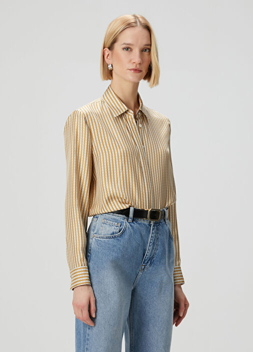 gold versace dress shirt Black, Brown and Yellow Silk Dress Shirt, S main image 1