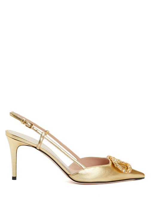 VLogo Gold Deri Topuklu Ayakkabı - Görsel 2