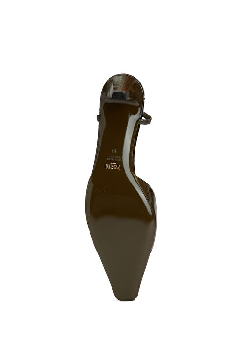 Haki Logo Detaylı Deri Topuklu Ayakkabı - Görsel 6