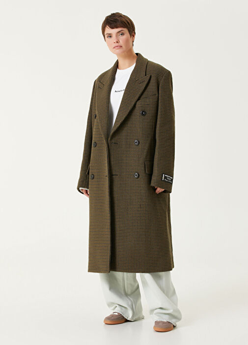 Acne Studios - Khaki Patterned Double-Breasted Wool Coat