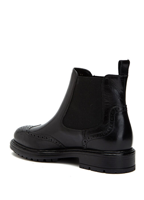 Siyah Zımbalı Lastikli Kadın Deri Bot - Görsel 4
