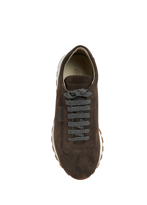 Koyu Kahverengi Kadın Deri Sneaker - Görsel 5