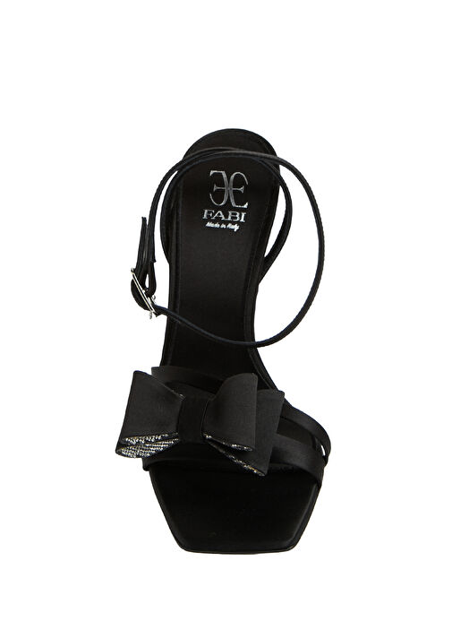 Siyah Kadın Saten Sandalet - Görsel 5