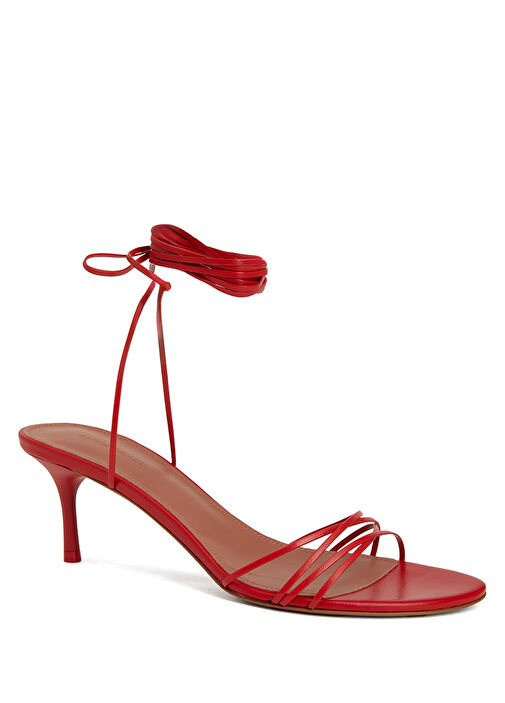 Kırmızı Kadın Deri Sandalet - Görsel 3