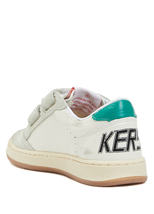 BallStar Beyaz Yeşil Unisex Çocuk Deri Sneaker - Görsel 4