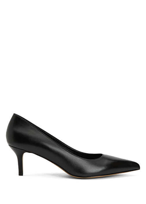 Siyah Deri Topuklu Ayakkabı - Görsel 2