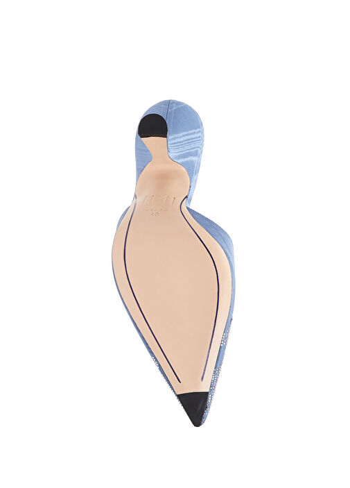 Açık Mavi Mikro Taşlı Topuklu Ayakkabı - Görsel 6