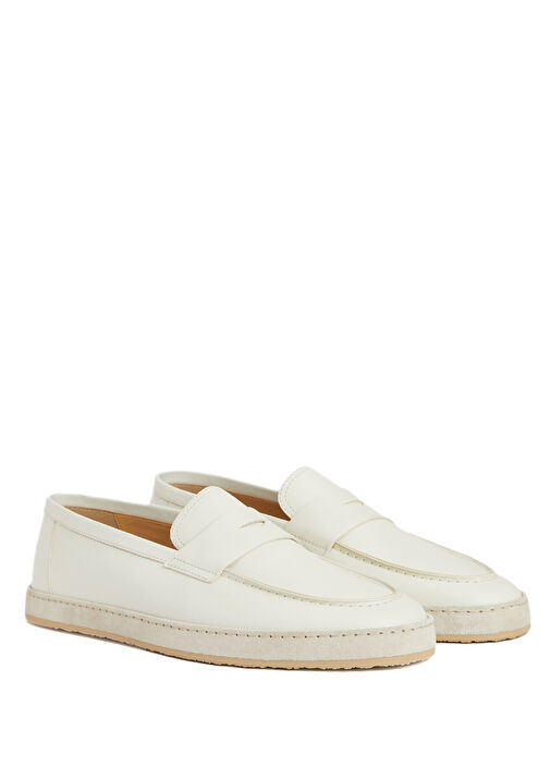 Bej Erkek Deri Loafer - Görsel 4