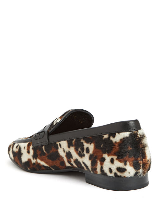 Siyah Bej Kadın Deri Loafer - Görsel 4