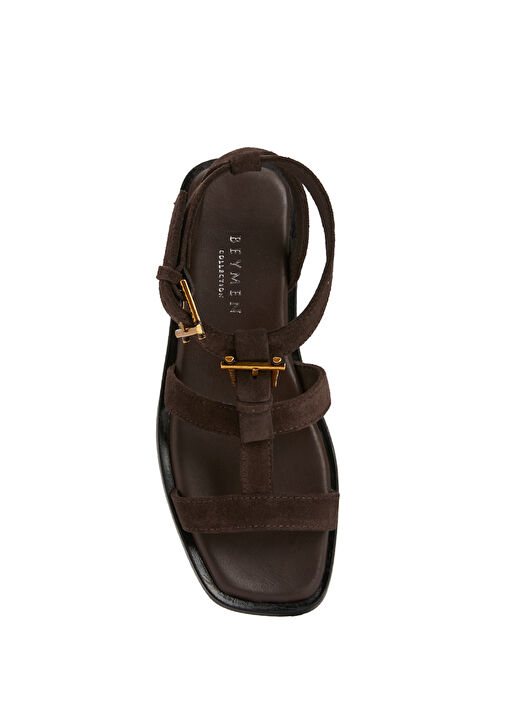 Kahverengi Kadın Süet Sandalet - Görsel 5