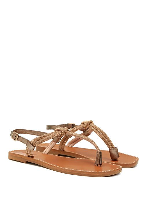 Sarı Kadın Deri Sandalet - Görsel 3