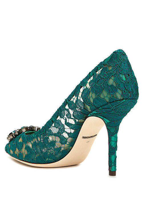 Lace Yeşil Topuklu Ayakkabı - Görsel 4