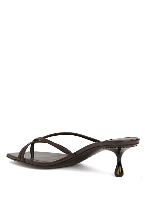 Etana Koyu Kahverengi Kadın Deri Terlik - Görsel 4