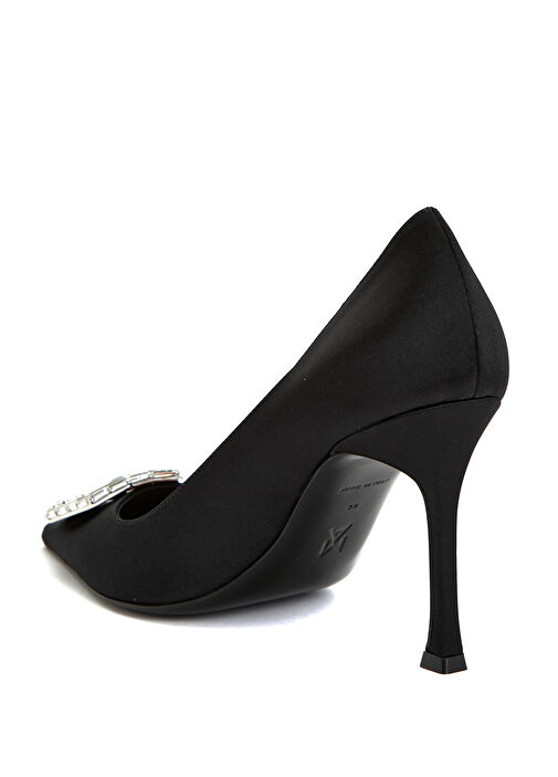 Camelia Siyah İpek Topuklu Ayakkabı - Görsel 4