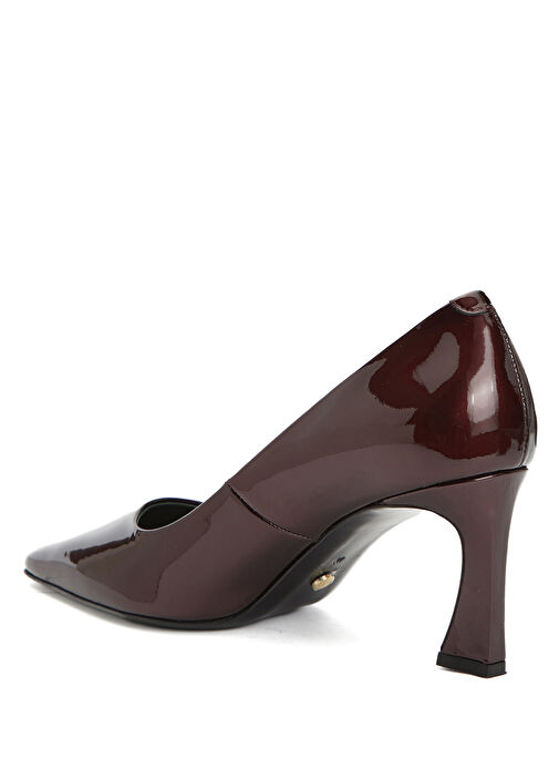 Bordo Rugan Deri Topuklu Ayakkabı - Görsel 4