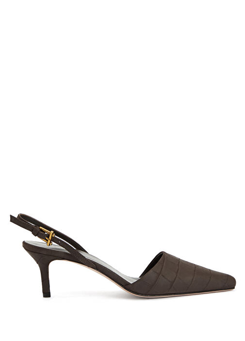 Kahverengi Deri Topuklu Ayakkabı - Görsel 2