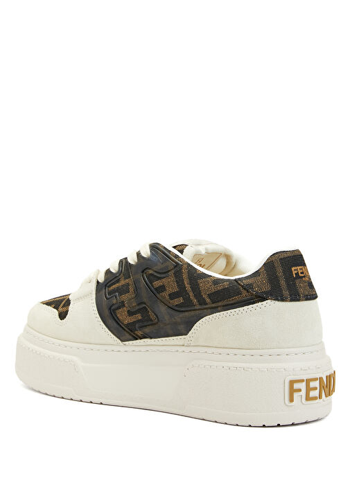 Krem Kahverengi Logo Desenli Kadın Sneaker - Görsel 4