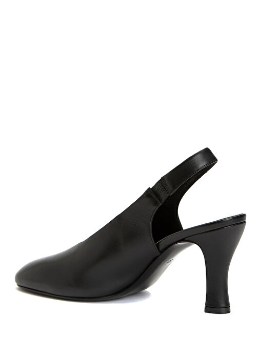 Siyah Deri Topuklu Ayakkabı - Görsel 4