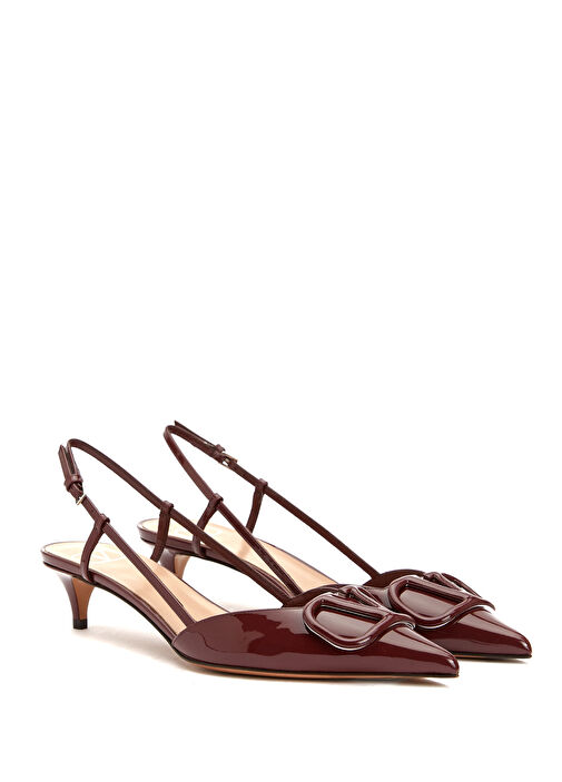 Bordo Deri Topuklu Ayakkabı - Görsel 3