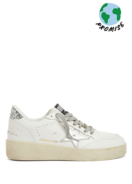 Ball Star Beyaz Silver Kadın Deri Sneaker - Görsel 2