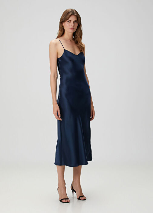 Polo Ralph Lauren - Navy Midi Satin Dress