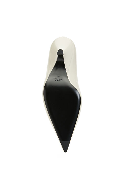 Krem Deri Topuklu Ayakkabı - Görsel 6