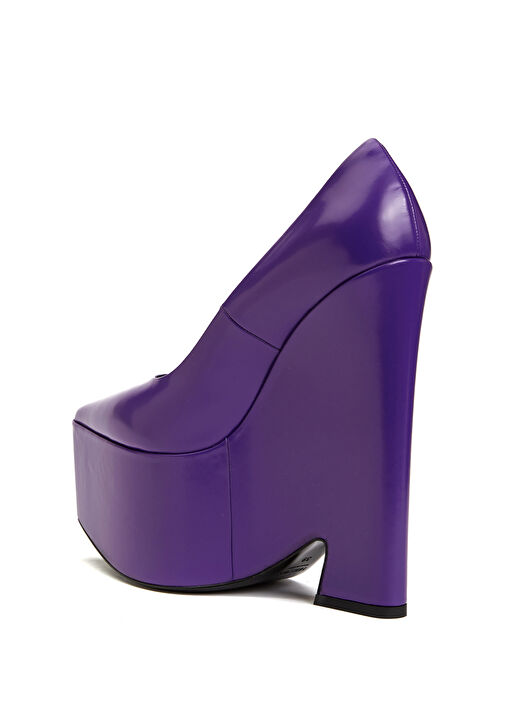 Tempest Platform Mor Deri Topuklu Ayakkabı - Görsel 4