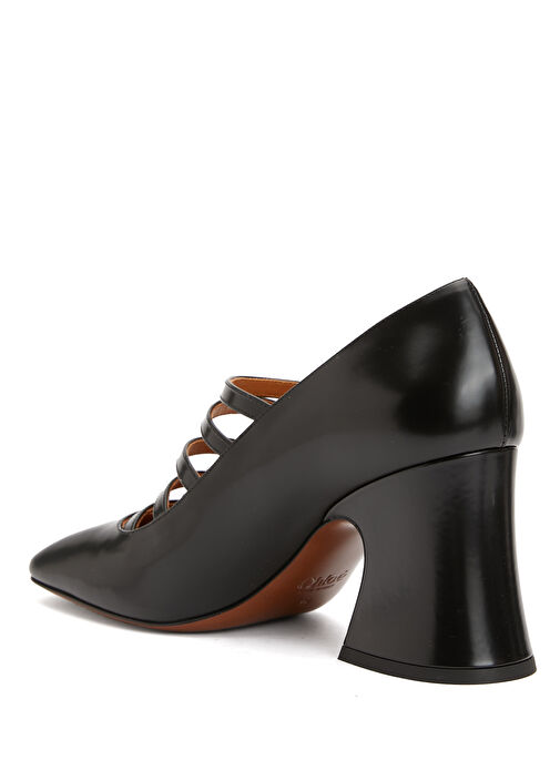 Janis Siyah Deri Topuklu Ayakkabı - Görsel 4