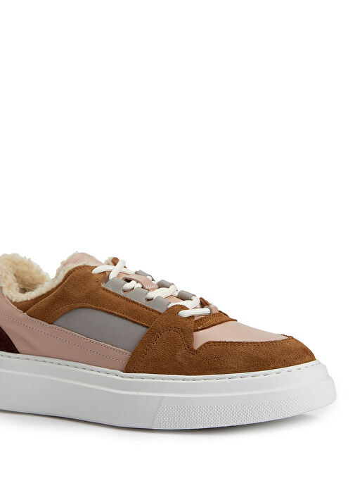 Pudra Kahverengi Kadın Deri Sneaker - Görsel 7