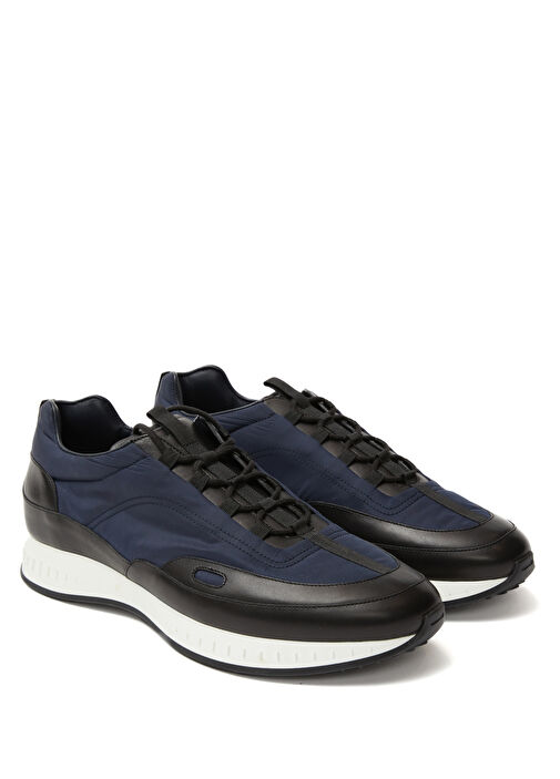 Siyah Lacivert Erkek Deri Garnili Sneaker - Görsel 3