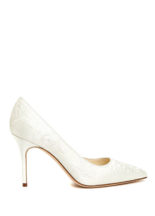 Beyaz Dantel Dokulu Stiletto - Görsel 2