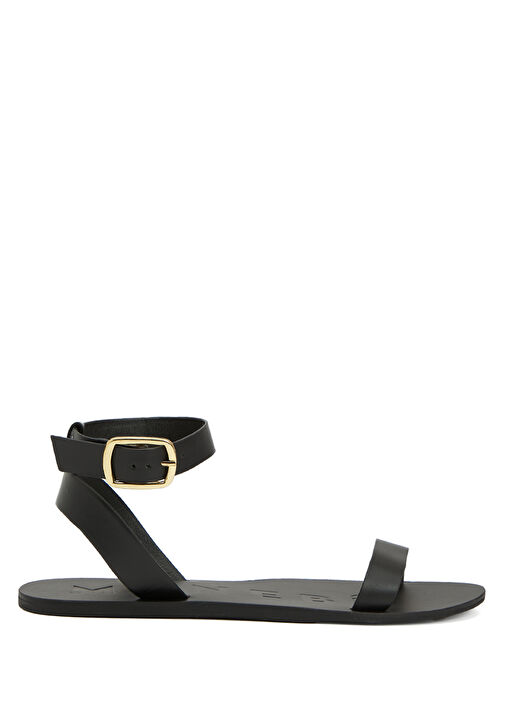 Siyah Kadın Deri Sandalet - Görsel 2