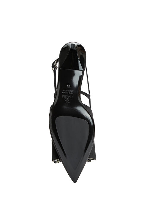 Siyah Saten Topuklu Ayakkabı - Görsel 6