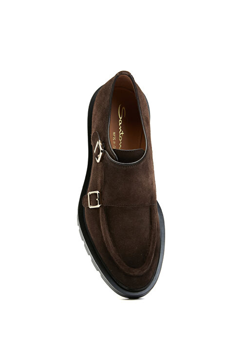Koyu Kahverengi Kemer Detaylı Kadın Süet Loafer - Görsel 5