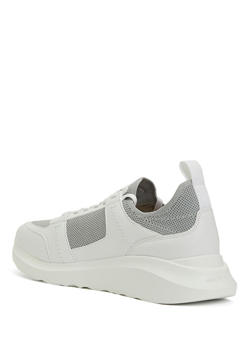 Beyaz File Dokulu Erkek Deri Sneaker - Görsel 4