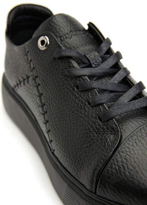 Siyah Kadın Deri Sneaker - Görsel 7