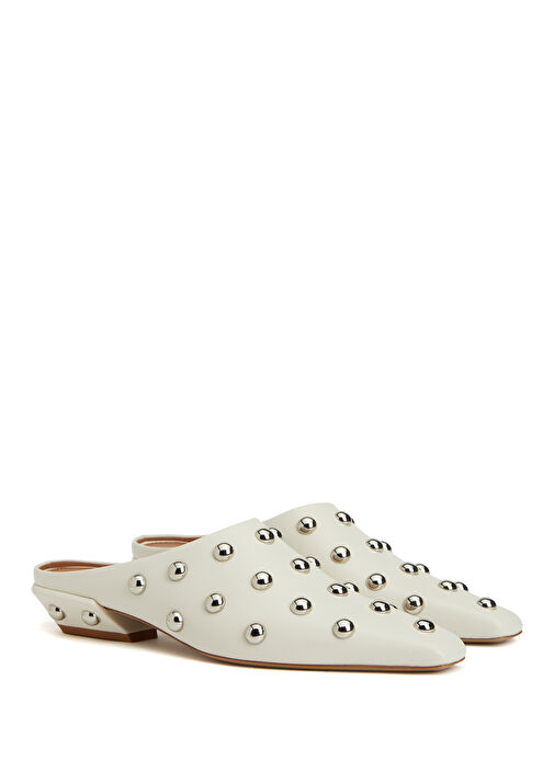 Belle Beyaz Kadın Deri Terlik - Görsel 3