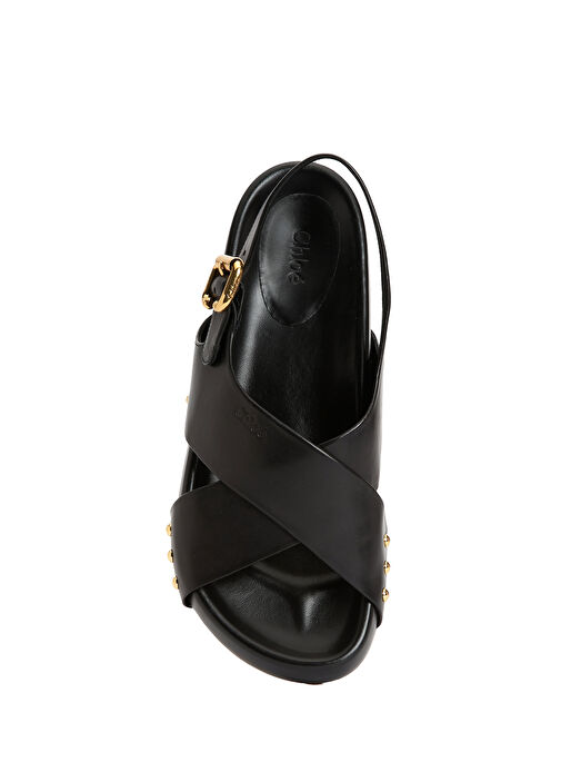 Siyah Kadın Deri Sandalet - Görsel 5