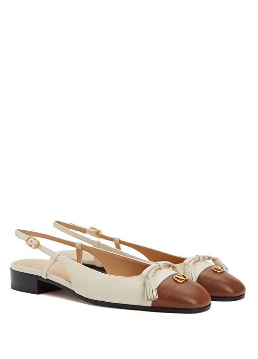 Valet du Roi Kahve Beyaz Deri Babet - Görsel 3