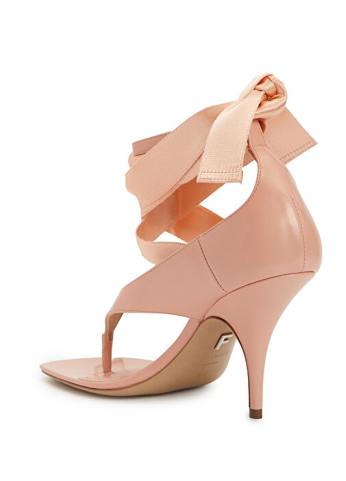 Pembe Topuklu Deri Sandalet - Görsel 4