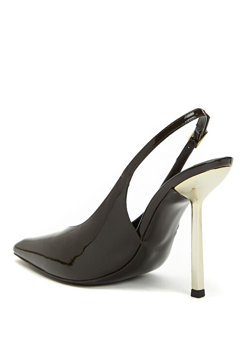 Kahverengi Deri Topuklu Ayakkabı - Görsel 4