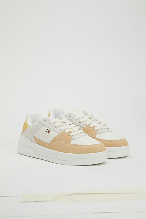 Essential Beyaz Bej Kadın Deri Sneaker - Görsel 3