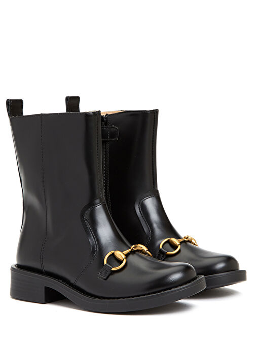 Siyah Unisex Çocuk Deri Bot - Görsel 3