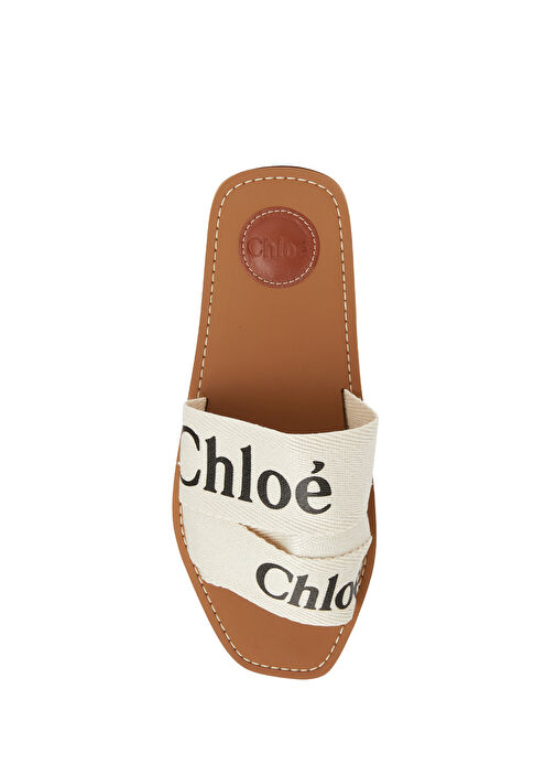 Woody Beyaz Kadın Keten Terlik - Görsel 5