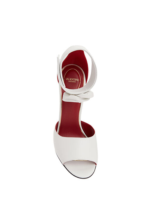 Beyaz Deri Topuklu Ayakkabı - Görsel 5