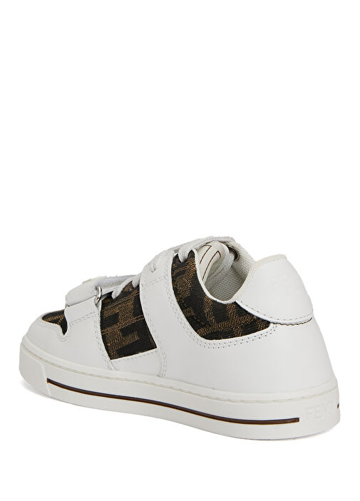 Beyaz Kahverengi Unisex Çocuk Deri Sneaker - Görsel 4