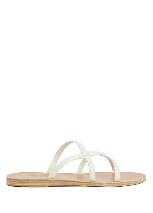 Egopi Kırık Beyaz Kadın Deri Terlik - Görsel 2