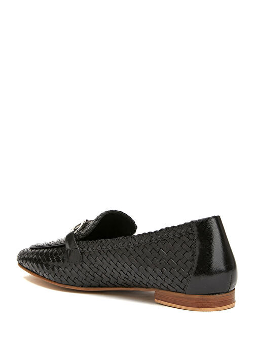 Siyah Kadın Deri Loafer - Görsel 4