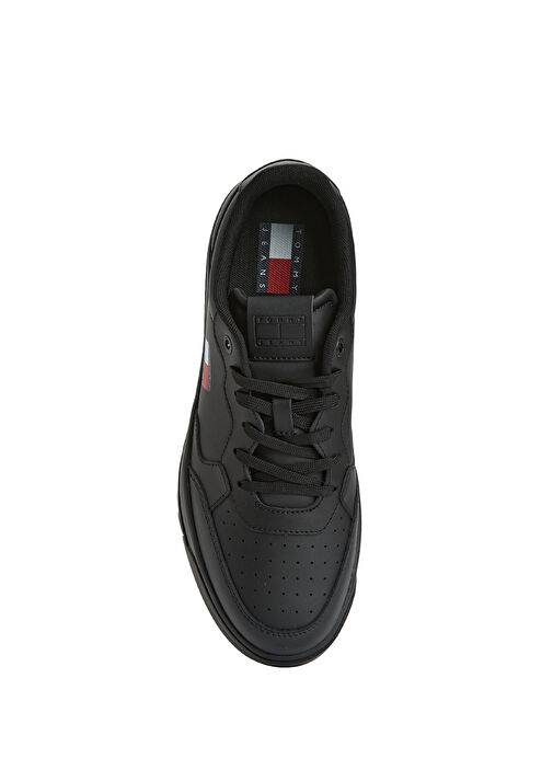 Retro Essential Siyah Erkek Deri Sneaker - Görsel 5